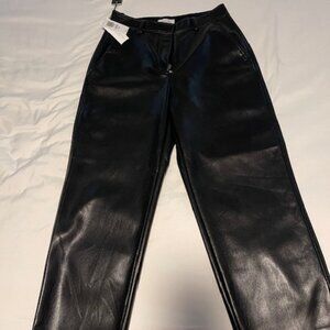 Aritizia Babaton Command Pants Faux Leather Black Vegan Size 8 Straight Leg